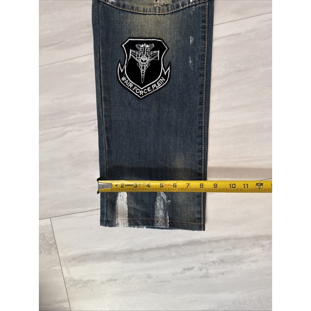 Sosoo Jeans Mens 38x30 Blue Denim Stretch Embroidered Logo Straight Streetwear - Picture 9 of 12